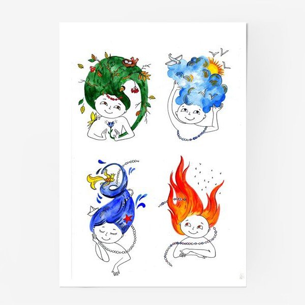 4 Стихии рисунок