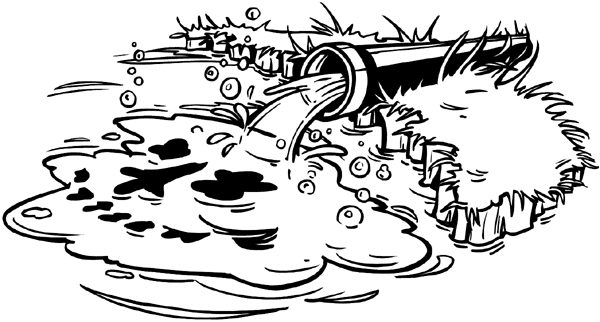 Загрязнение воды черно белый