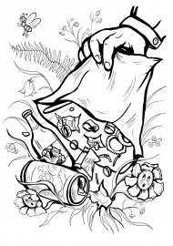 Раскраска мусор в лесу