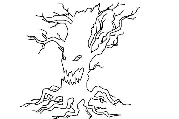 Раскраска страшное дерево