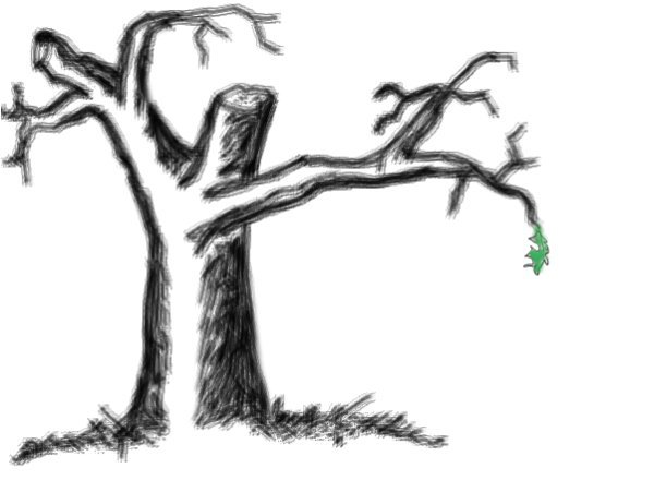 Мертвое дерево карандашом