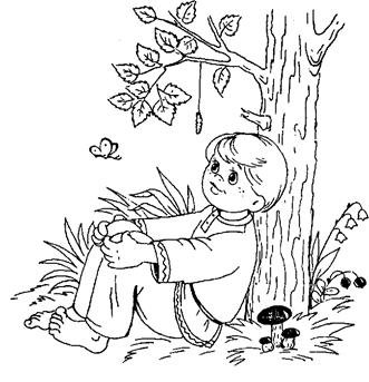 Мальчик на дереве раскраска