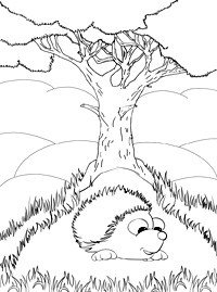 Ежик в лесу раскраска для детей