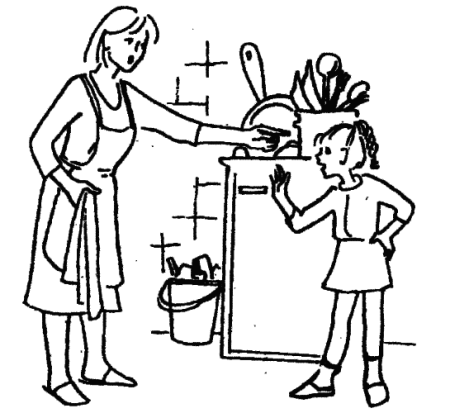 Раскраска мама моет посуду