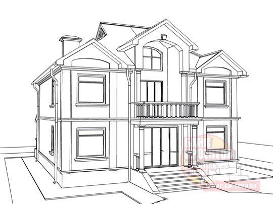 Разукрашка двухэтажный дом с бассейном