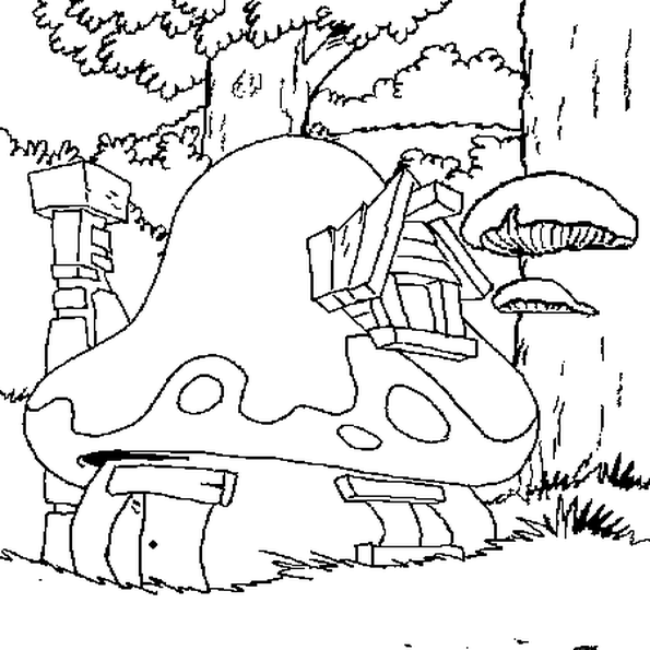 Грибной домик раскраска