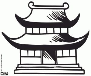 Японский храм раскраска