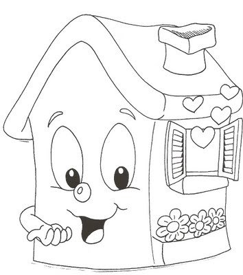 Мультяшный домик раскраска
