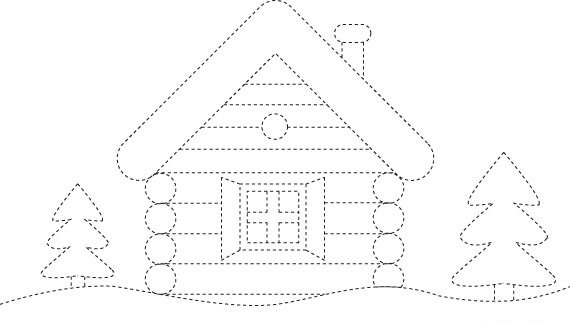 Домик по точкам для детей