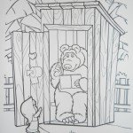 Маша и медведь домик раскраска