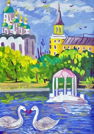 Нарисовать Лебединое озеро Астрахань