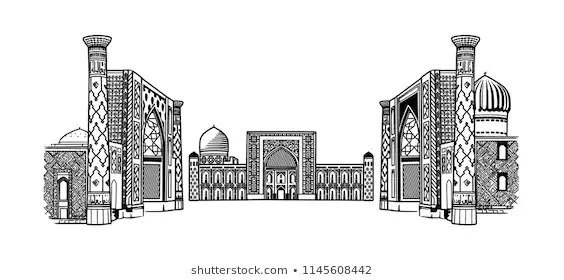 Узбекистан Регистан Самарканд вектор