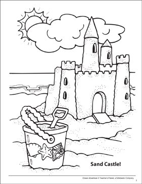 Песочный замок раскраска