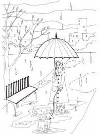 Осенний город раскраска