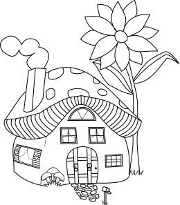 Домик с цветами раскраска