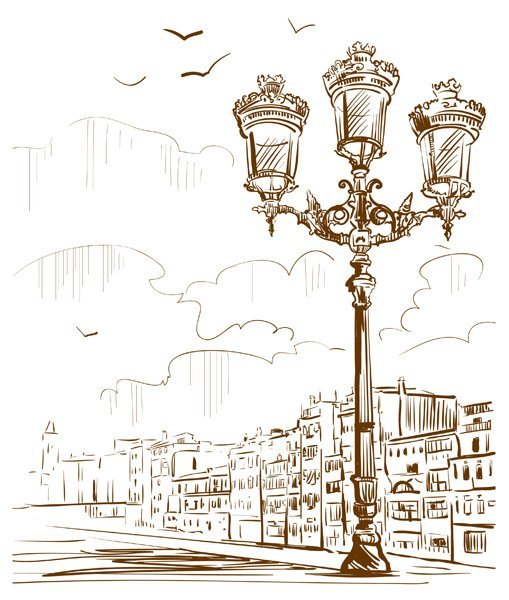 Улица фонарь Графика