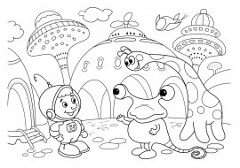 Космический город раскраска