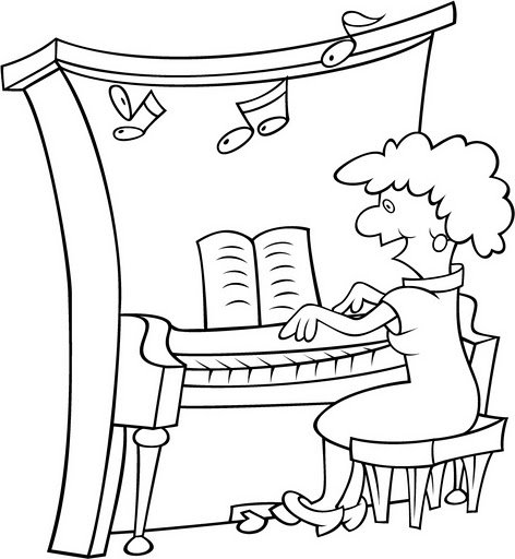 Пианист раскраска