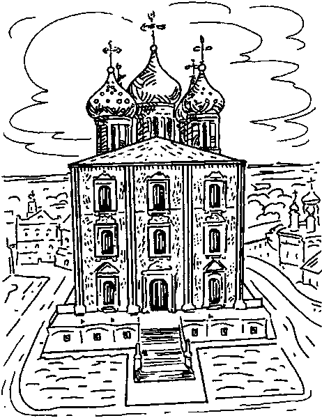 Рисование храма Рязанского Кремля