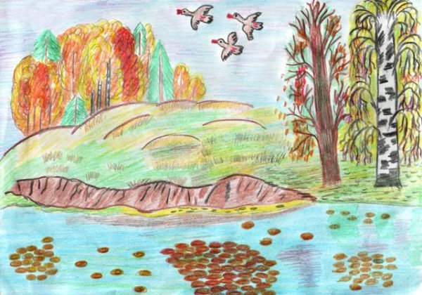 Осеннее утро пришвин рисунок