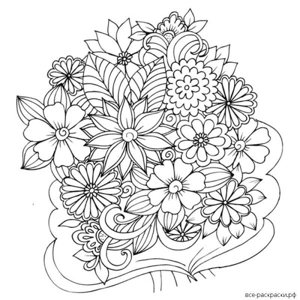 Красивый букет раскраска