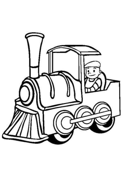 Раскраска машинист поезда для детей