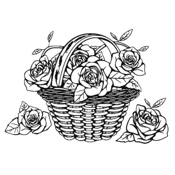 Раскраска корзина с цветами