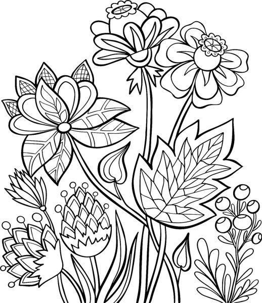 Spring Flowers Coloring book