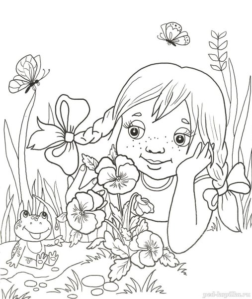 Девушка лето раскраска для детей
