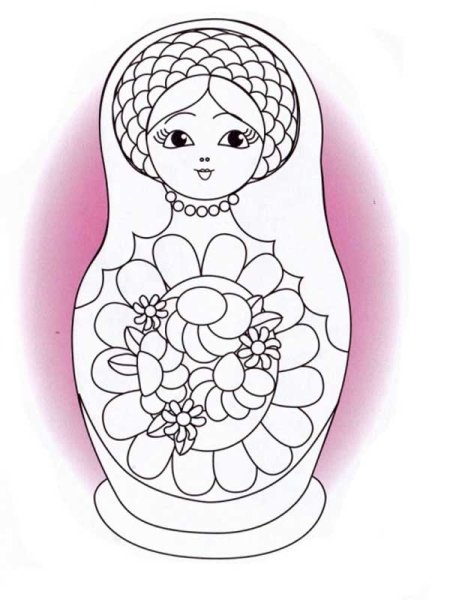 Контур матрешки для рисования