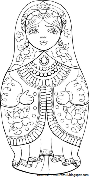 Матрешка раскраска для детей