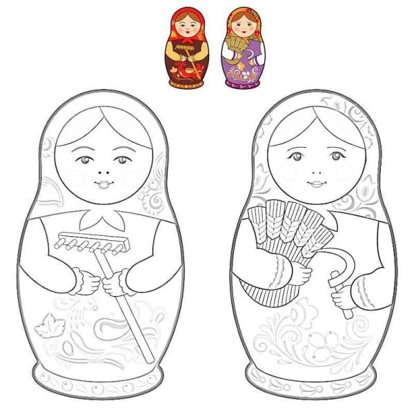 Загорская Сергиево-Посадская матрёшка раскраска