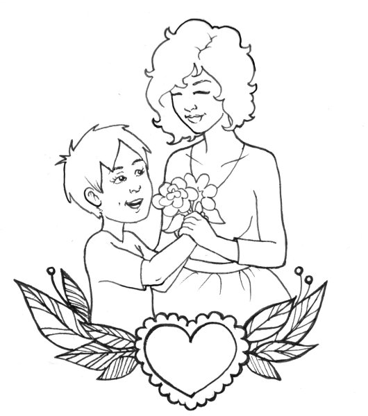 Раскраска ко Дню матери