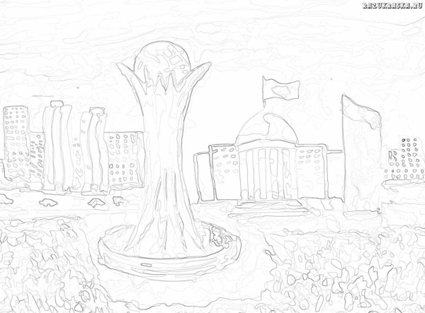 Раскраска Байтерек Астана для детей