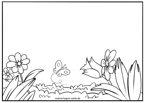 Поляна цветов раскраска