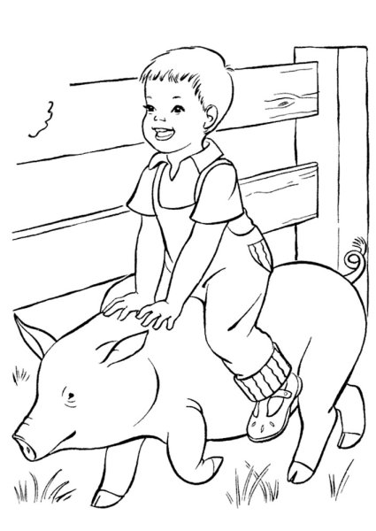 В деревне. Раскраска