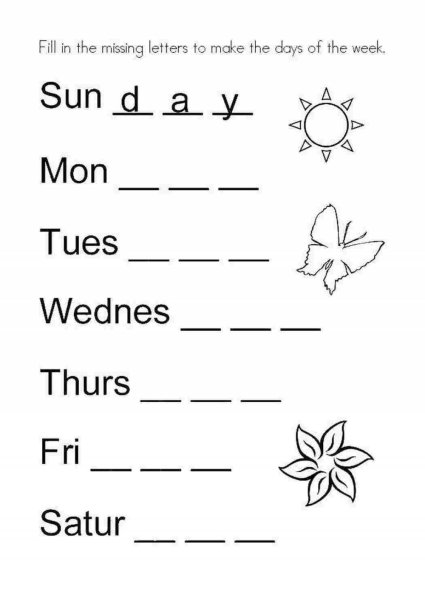 Days of the week задания