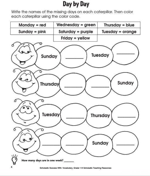 Дни недели на английском упражнения 3 класс