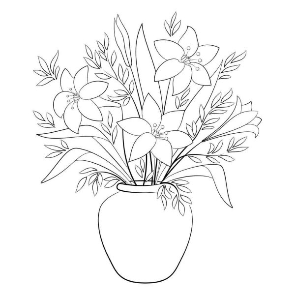 Цветы в вазе рисунок