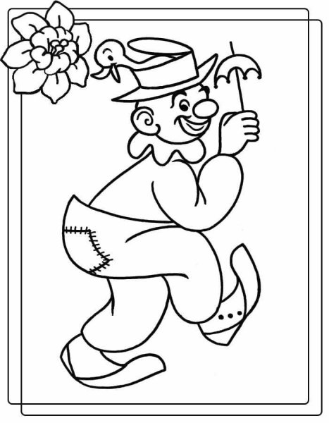 Смешной клоун раскраска