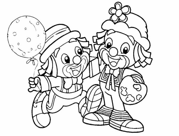 Раскраска два клоуна