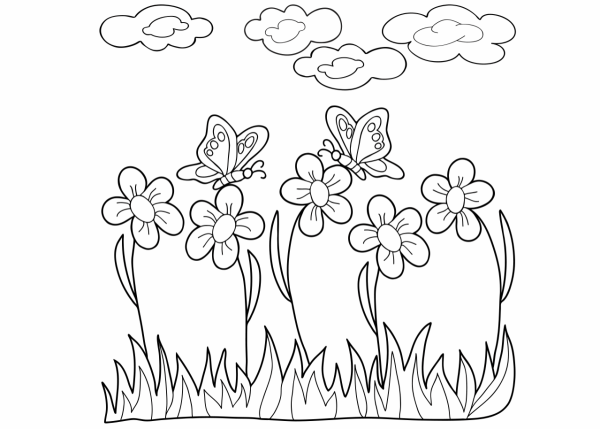 Цветочная Поляна раскраска для малышей