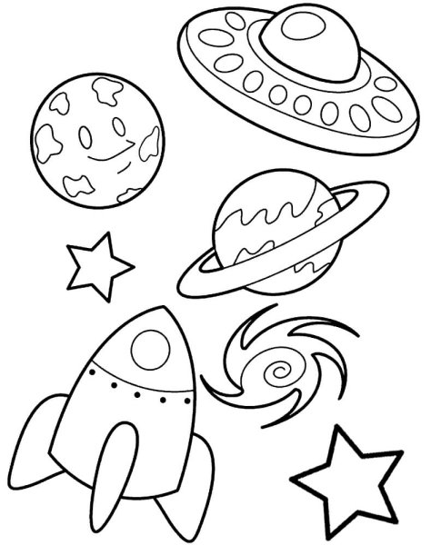 Раскраска. В космосе