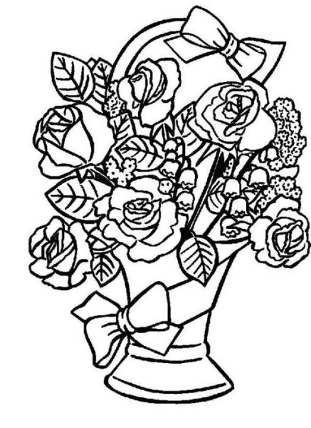 Раскраски цветы розы букеты