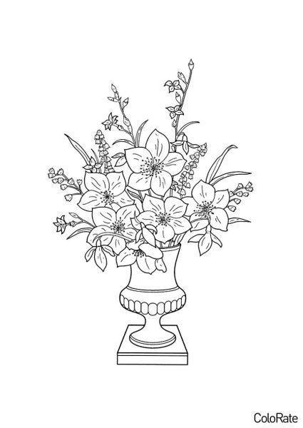 Ваза с цветами раскраска
