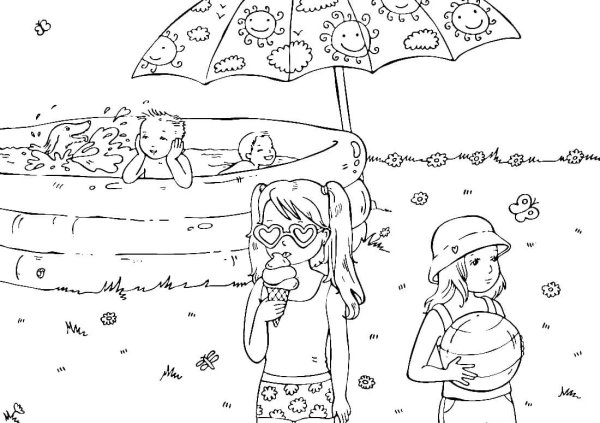 Лето раскраска для детей