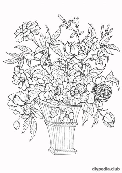 Ваза с цветами раскраска