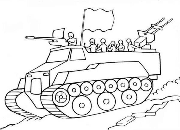 Танк раскраска для детей