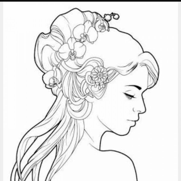 Раскраска девочка с волосами