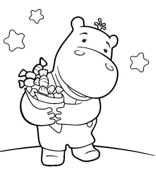 Раскраска Бегемотик